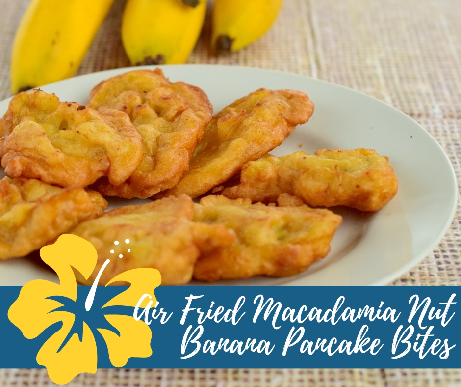 Air Fryer Banana Macadamia Nut Pancake Bites