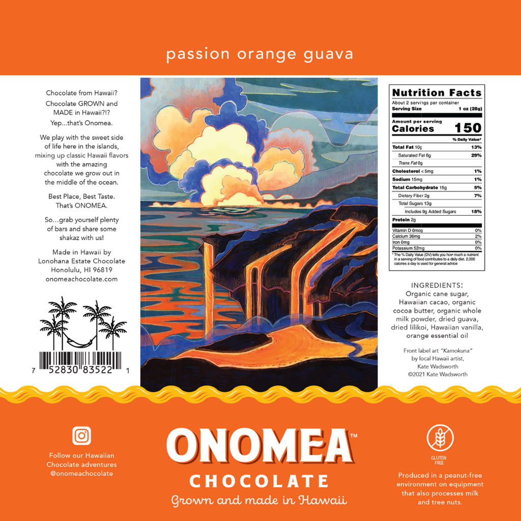 Onomea Passion Orange Guava Chocolate Bar