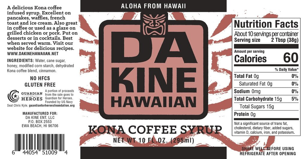 Da Kine Hawaiian Kona Coffee Syrup