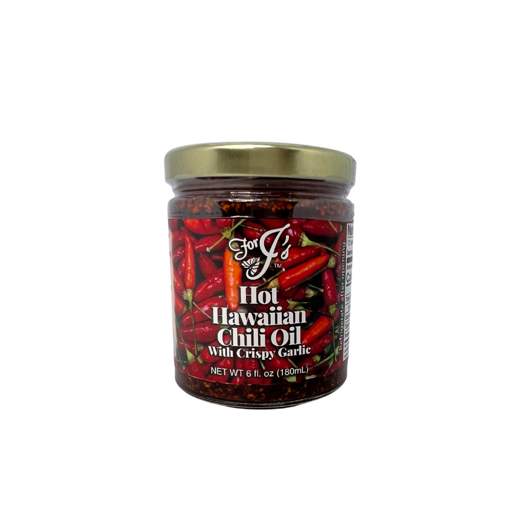 For J's Hot Hawaiian Chili Oil with Crispy Garlic